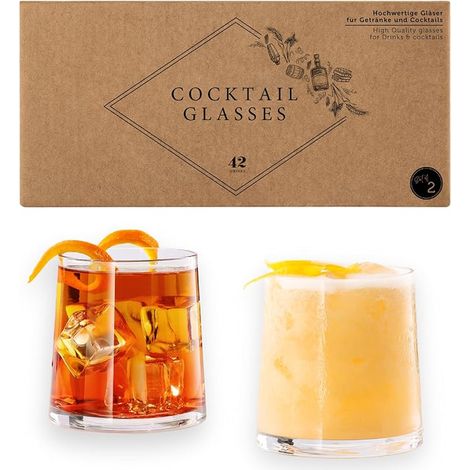 verres à gin – Verres à whisky et à gin pour – 350 ml – Design avec bordure filigranée – Lavables au – Avec recettes – Emballage (1/3)
