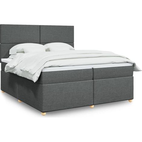 Boxspringbett mit Matratze Dunkelgrau 200x200 cm Stoff (1/5)
