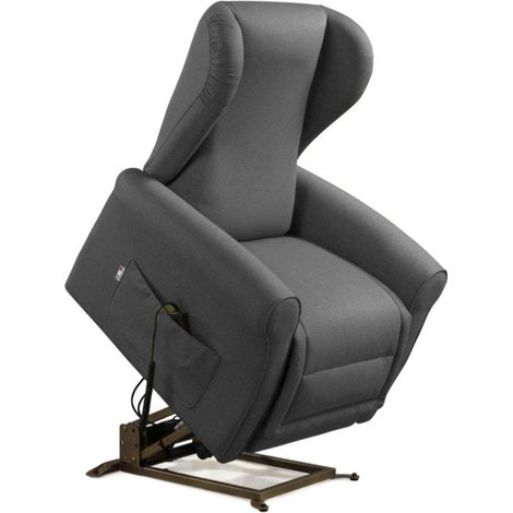 Poltrona Alzapersona Elettrica 2 Motori 90x100x90 cm Sofa in Microfibra Dispositivo Medico 1 Grigio Scuro (1/4)