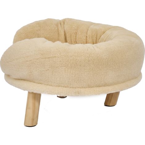 Canapé pour chat beige confortable avec rebord surélevé antidérapant (1/5)