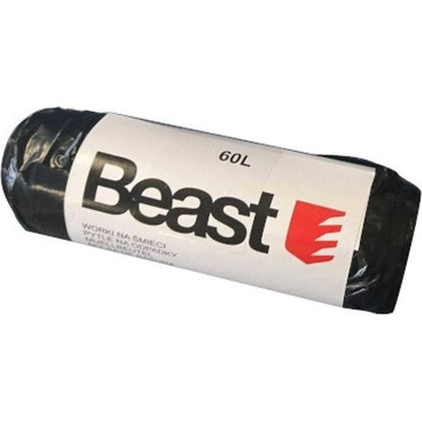 Sac Poubelle 10 Pcs 60x75 cm - 60L - 20 Microns - Pratique et résistant - Chantier et atelier - Beast