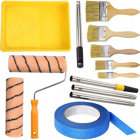 Set di Accessori per Verniciatura – 2 Rulli 25 cm, 5 Pennelli Sintetici, Nastro 40 mm  Per Pareti e Mobili  Qualità Professionale (1/5)
