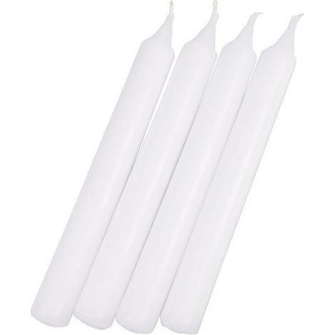 Douceur D'Intérieur – Lot de 4 bougies chandelier blanches 20 cm – Sans parfum – Pour décoration intérieure élégante – Ambiance chaleureuse