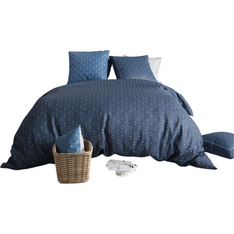 Housse couette + 2 taies 220 x 240 cm Geometrique Azura (1/4)