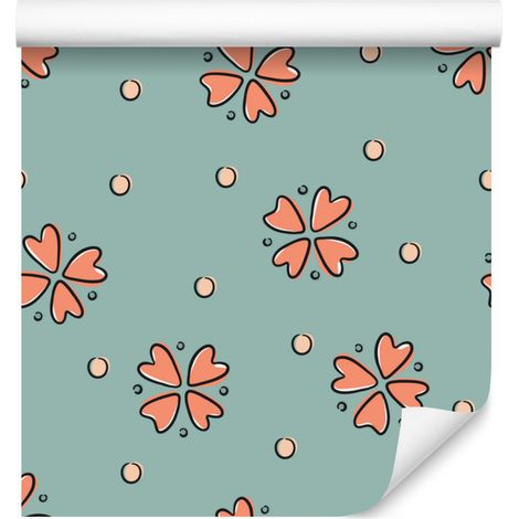 Carta da parati con piccoli fiori marini, grigio e beige per soggiorno e camera da letto 50x1000 (1/5)