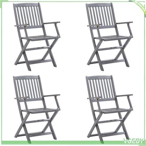 Chaise pliable - FAFEICY - 3064532 - Bois d'acacia - Coussins inclus - Lot de 4 (1/5)
