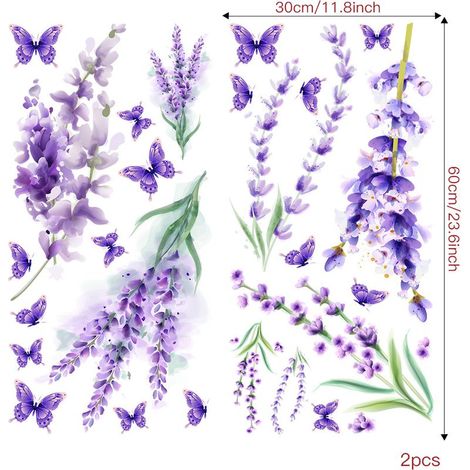 Ein Set aus lavendelfarbenen und violetten Wandaufklebern – Wanddekoration (1/5)