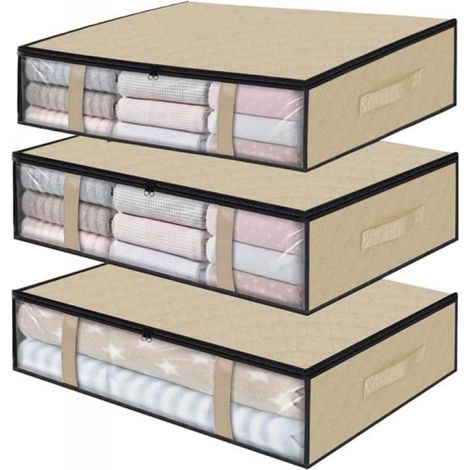Sacs de rangement robustes Adaptés à un rangement sous le lit et aux fenêtres transparentes Fermetures éclair étanches et 4 poignées renforcées Conception pliable Gain de place (1/2)