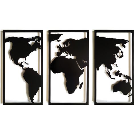 Decorizzly® Decoración de Pared Tríptico Mapa Mundial 3D (1/5)