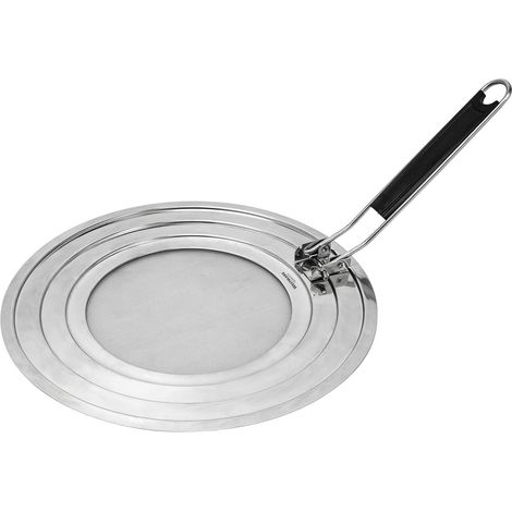 Westmark Coperchio Paraspruzzi, Per Pentole e Padelle con Diametro di 20, 24 e 28 cm, Manico con Isolamento Termico, Acciaio Inox, Exclusiv, Argento/Nero, 12192270 (1/5)