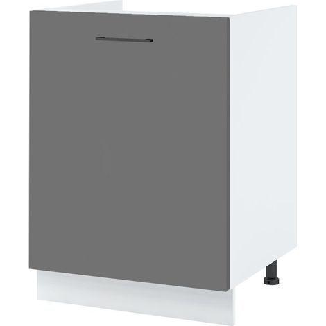 Meuble sous-évier Lovia Gris Mat 1 porte L 60 cm - Porte avec poignée apparente   Grey