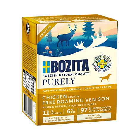 Pâté Bozita DOG Purley Duoprotein - Poulet et Gibier 370 g