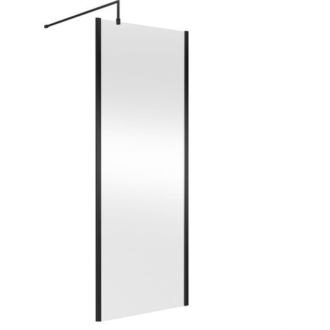 Balterley Wetroom Screen with Support Bar, 800mm, Matt Black