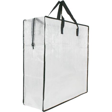 Transparente Aufbewahrungstasche mit Reißverschluss und Griff, Deckenbeutel zur Organisation der Garderobe. (1/5)