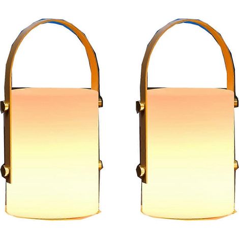 Lot de 2 lampes de table d'extérieur, lampes LED rechargeables, lampes de jardin pour le camping, la terrasse, le jardin et la décoration intérieure, 15 x 10 cm, blanches, tapis en plastique (1/5)