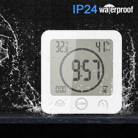 Horloge Salle De Bain - LCD Numérique - Tactile - Étanche IP24 - Température Et Hygromètre - 1 Pièce (1/4)