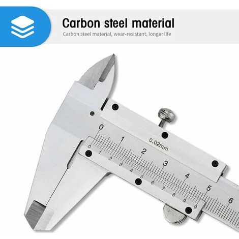 Pied à Coulisse , 150mm / 0.02mm Pied à Coulisse Vernier Analogique en Acier Inoxydable, Haute Précision Outil Micromètre avec Mesure en Profondeur, Intérieur et Extérieur Professionnel MNS (1/4)