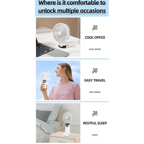 Questo mini ventilatore portatile è dotato di schermo LED，indicatore di batteria，5 velocità regolabili，funzionamento silenzioso (1/2)