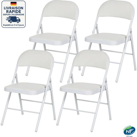 Juego de 4 sillas - Silla plegable - Sencilla y práctica - Envío rápido desde Alemania - Adecuada para muchas ocasiones - Color blanco (1/5)