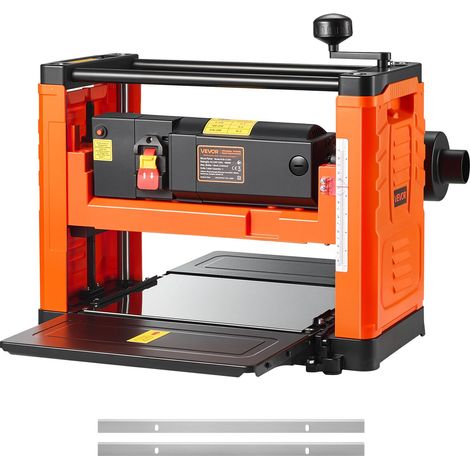 VEVOR Pialla a Spessore, a Due Lame,  330 mm Larghezza, Banco Elettrica Motore da 1800 W e 23500 Giri/min, Doppi Rulli, Protezione Eccessiva, a Velocita Singola, per Legno Duro e Tenero
