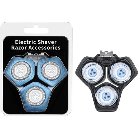 Têtes de rasage pour SH71/50, compatibles avec les rasoirs Philips des séries S5000, S7000, SH60/70 et SH71/50, sans station de base (bleue)