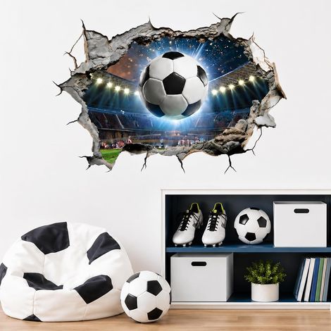 Autocollant Mural 3D Foot avec Éclaboussures de Couleurs – Décoration Chambre Ado Football, Auto-adhésif pour Salon ou Chambre Enfant (1/5)