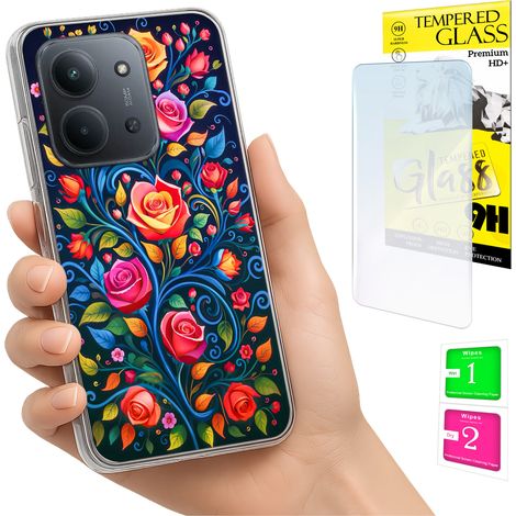 Funda para Xiaomi Redmi 15C 5G 173mm / Poco C85 con diseño floral y cristal 9H. (1/5)