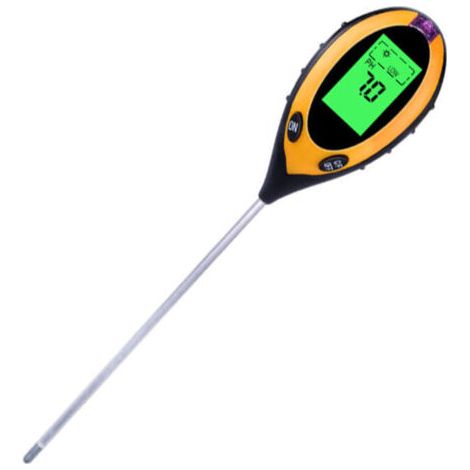 Testeur d'humidité de Sol 4 en 1, kit de Test numérique du Sol, pH, température, Soleil, humidité, acidité avec écran LCD rétroéclairé pour Jardin, pelouse, Agriculture, Plantes d'intérieur (1 p
