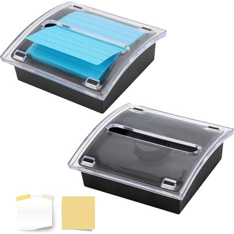 Pop-up-Haftnotizspender – Schwarzer Sockel und transparenter Deckel – Für Haftnotizen bis ca. 7,6 x 7,6 cm (3 x 3 Zoll) – Ideal für Schule, Büro oder Zuhause – 2er-Pack (1/5)