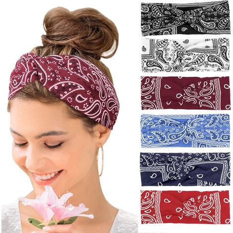 Bandana sottile ed elastica da donna in stile boho, ideale per yoga e sport (6 pezzi A)