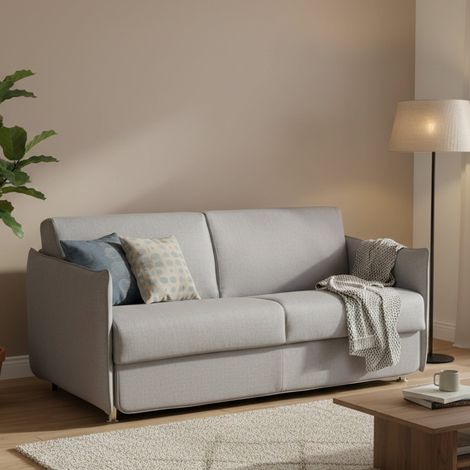 Divano Letto 2 Posti Follina, Sfoderabile, Contenitore Made in Italy, di Apertura a Ribalta, 160x95 cm Grigio (1/5)
