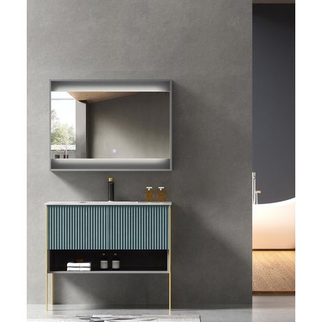 Meuble de salle de bain Vert Calcutta - 80 cm (1/2)