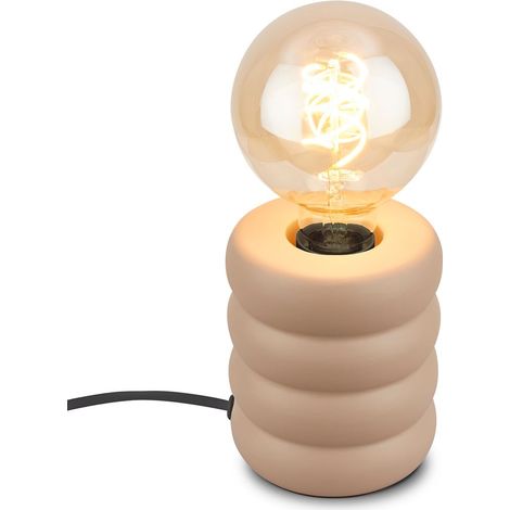 Briloner Lampe de table pied en céramique Ø10,5x12,5 cm douille E27 max. 25W interrupteur filaire macchiato - Lampe à poser salon chambre bureau (1/5)