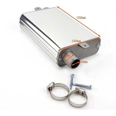 24-mm-Schalldämpfer, S-förmig gebogen, für Diesel-Standheizung, Abgasrohr aus Aluminiumlegierung, klein, mittel, groß, für Pkw, Lkw, Wohnmobil – Groß, Silber
