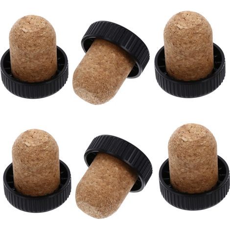 Set of 6 red cork stoppers for beverage bottles, ideal for karaoke cafes. - AquaForge (1/5)