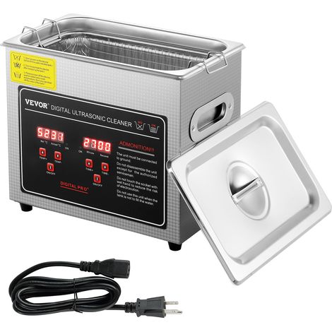 VEVOR Pulitore a Ultrasuoni Digitale in Acciaio Inox Capacita 3 Litri con Riscaldamento Tempo Temperatura Regolabile, Macchina Pulitrice a Ultrasuoni da Gioielli Occhiali Orologi Laboratorio Clinico (1/5)