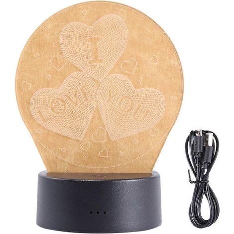 Lampe de table veilleuse cœur 3D, USB tactile, éclairage multicolore (1/5)