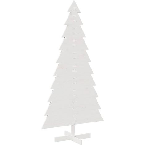 Arbre de Noël Sapin de Noël en bois pour décoration blanc 180 cm pin massif (1/5)