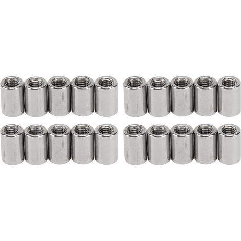 20 pièces douille de liaison ronde inox 304 connecteur de tige M6 filetage intérieur fixation (1/5)
