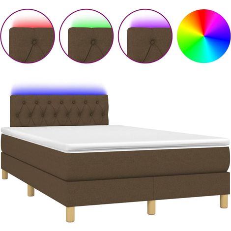 Maison Exclusive - Letto a Molle Materasso e LED Marrone Scuro 120x200 cm Tessuto (1/5)