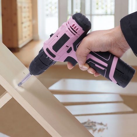 Professional 26-teiliges rosa Akku-Bohrerset Akkuschrauber Bohrschrauber 12V