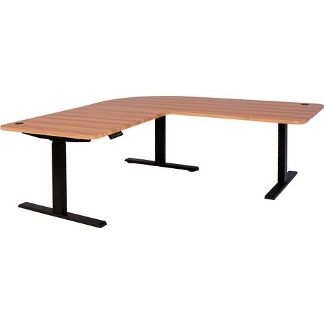 Eck-Schreibtisch HHG-772, Computertisch elektrisch höhenverstellbar 178x178cm 84kg MVG Eiche-Dekor, schwarz (1/5)