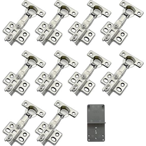 90 Degré Semi Recouvrante 26 mm Soft Close Charnieres avec Amortisseur Hydraulique Fermeture Automatique Charnière à Amorti pour Armoires de Porte Lot de 10 (1/5)