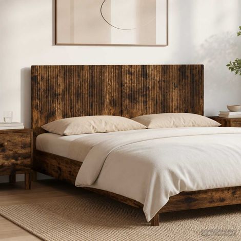 vidaXL Wall-Mounted Headboard HOORN Smoked Oak Engineered Wood (1/5)