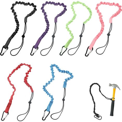Lot de 6 cordons de sécurité pour outils, protection contre les chutes avec mousqueton Laisse à outils extensible - Protection contre les chutes - Corde de sécurité (1/5)