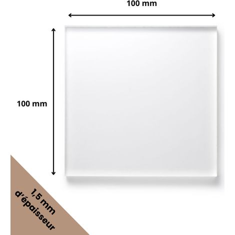 Signaletique.Biz France – Plaque plexiglass transparent 1,5 mm – 10 x 10 cm – Verre synthétique PMMA – Résistant aux UV et à l'humidité