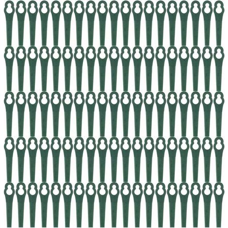 100 Stück 83 mm lange, bruchfeste Kunststoff-Schneidklingen für Rasenmäher (1/4)