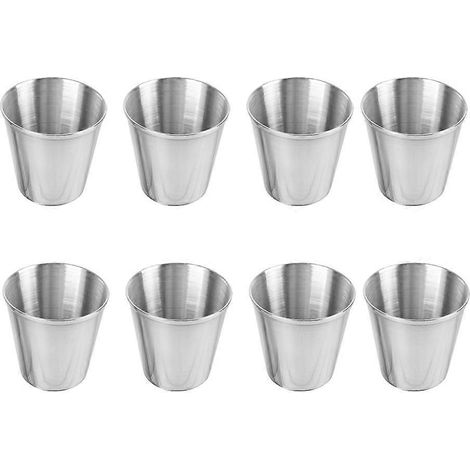 Lot de 6 gobelets en acier inoxydable pour shots, gobelets portables-4.00X4.00X4.00CM-Silver (1/2)