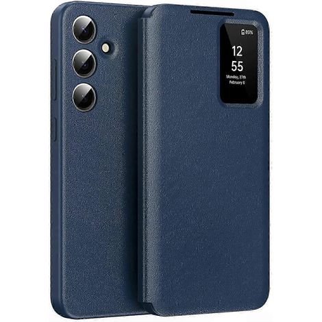 Étui pour Galaxy A56 5G avec porte-cartes et fenêtre Smart View - Coque de téléphone en cuir vert (1/5)