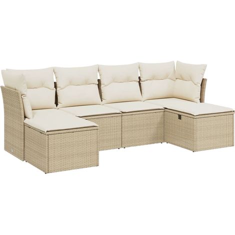 Set Divano da Giardino 6 pz con Cuscini Beige in Polyrattan vidaXL (1/4)